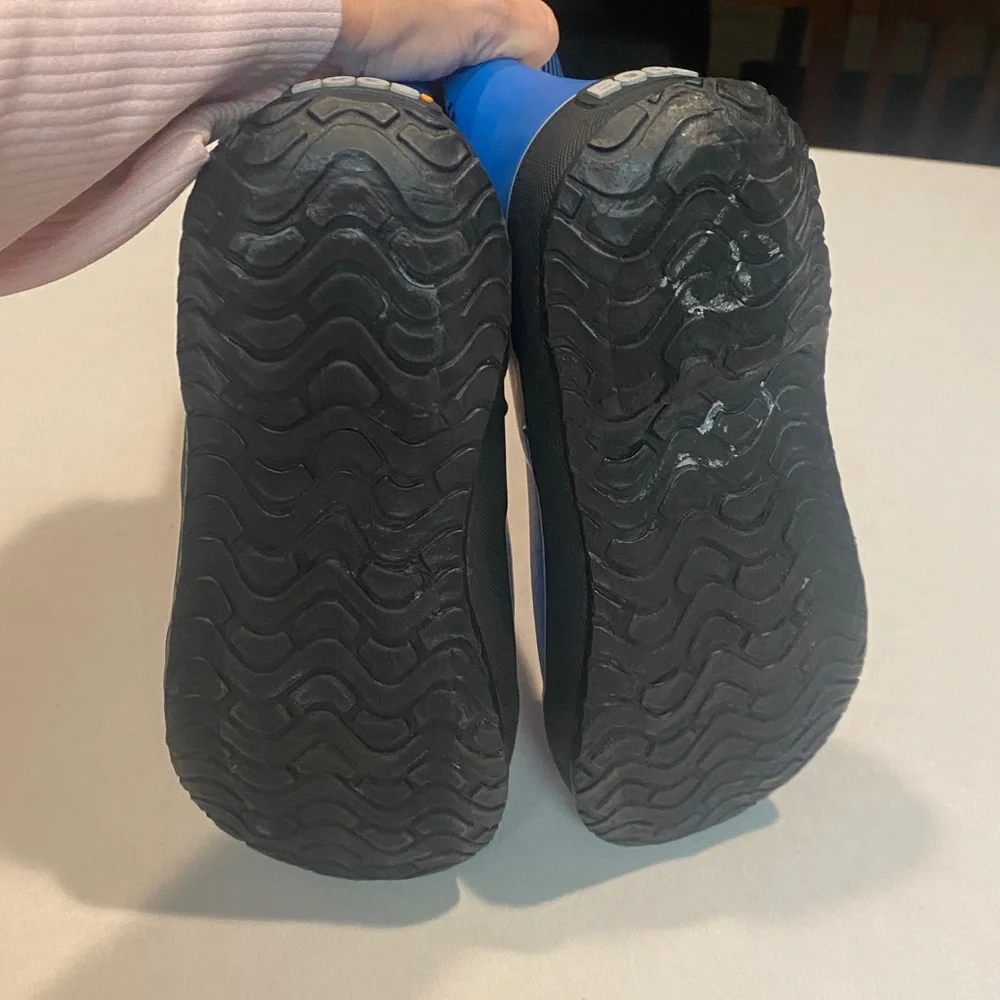 BOGS WEATHER RAIN BOOTS BLUE GEOMETRIC EUC BIG KIDS SZ 3 EU 35